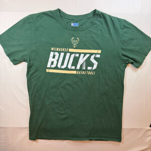 NBA Basketball Milwaukee Bucks Graphic T Shirt Mens Large Hunter Green